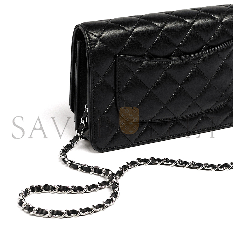 Ch**el classic wallet on chain lambskin black as4241 (19.2*12.3*3.5cm)